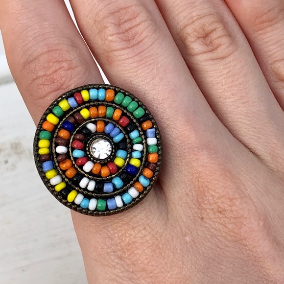 Jewelry - Seed bead color whirl circular ring